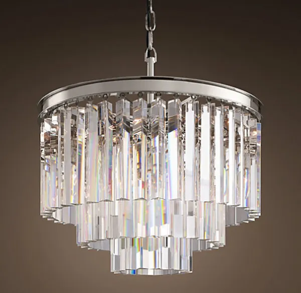 Подвесная люстра RH 1920S ODEON CLEAR GLASS FRINGE 3-TIER CHANDELIER nickel ImperiumLoft 74916-22 40.1539