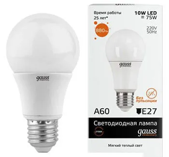 Лампа светодиодная Gauss 23210 E27 10W 3000K матовая Elementary Лампа светодиодная Gauss 23210 E27 10W 3000K матовая Elementary