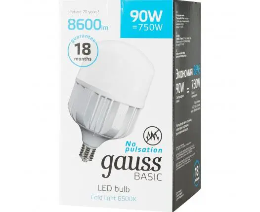 Лампа Gauss 11734392 Basic T160 AC180-240V 90W 8600lm 6500K E40 LED