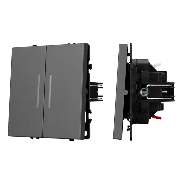 Механизм выключателя двухклавишный непроходной LED SWT-NOBE-MK02-SFPL-L-GR (230V, 10A) Arlight 054266