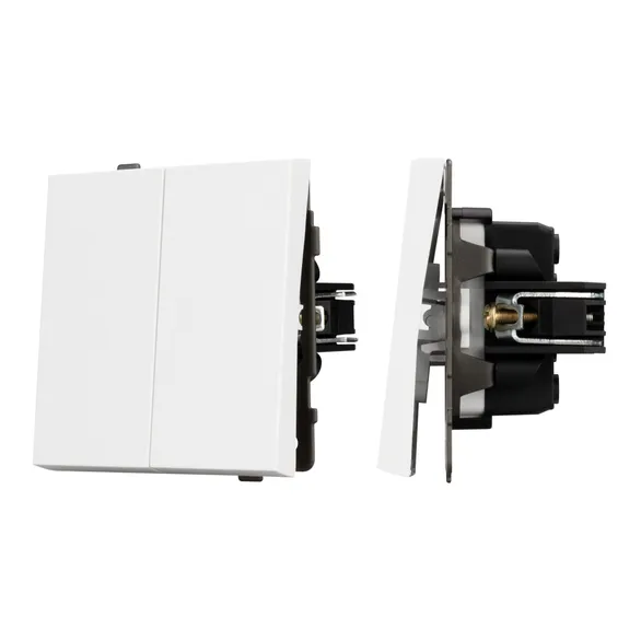Механизм выключателя двухклавишный проходной SWT-TENDO-MKP2-PL-WH (230V, 10A) Arlight 054066