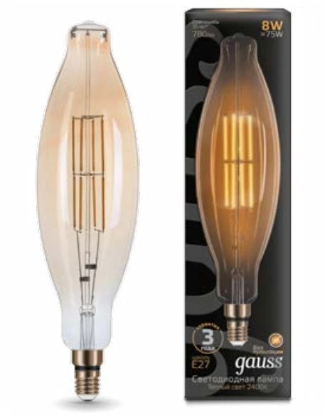 Лампа Gauss 155802008 E27 8W 2400K золотая Loft Лампа Gauss 155802008 E27 8W 2400K золотая Loft