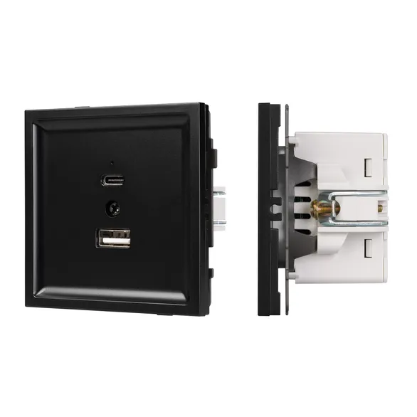 Механизм USB розетки SCT-TENDO-MUAC-PL-BK (5V, 3A, QC3) (Arlight, Черный) 054095