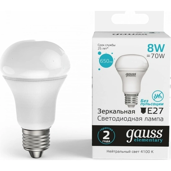 Лампа Gauss 63228 Elementary R63 8W 650lm 4100K Е27 LED