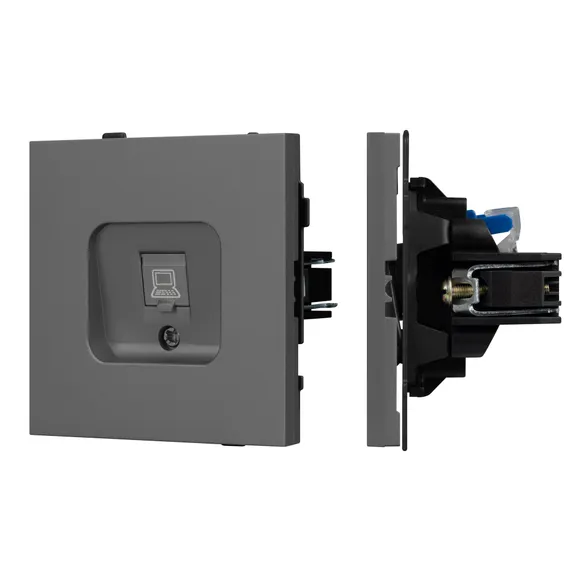 Механизм компьютерной розетки SCT-TENDO-MPC1-SFPL-GR (RJ-45, CAT6) (Матовый графитовый) Arlight 054593