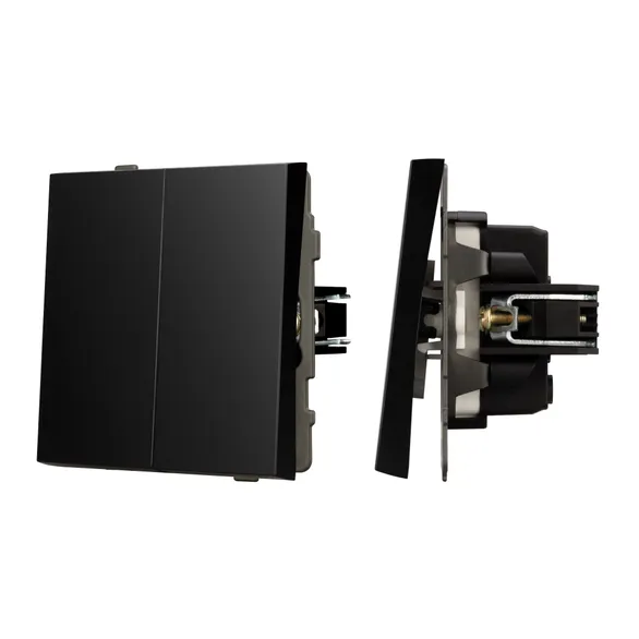 Механизм выключателя двухклавишный непроходной SWT-TENDO-MK02-PL-BK (230V, 10A) Arlight 054059