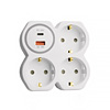 Разветвитель сетевой на 3 выхода с/з250В 16А USB A+Type C 24А PD белый/серый ADP16-17-20 Stekker 50110 ADP16-17-20