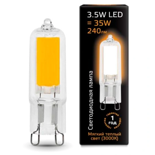 Лампа Gauss 107809103 G9 3.5W 3000K колба прозрачная Лампа Gauss 107809103 G9 3.5W 3000K колба прозрачная