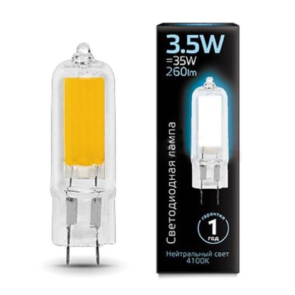 Лампа Gauss 107807203 G9 3.5W 4100K колба прозрачная Elementary Лампа Gauss 107807203 G9 3.5W 4100K колба прозрачная Elementary