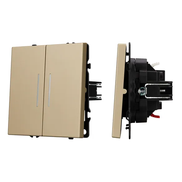 Механизм выключателя двухклавишный непроходной LED SWT-NOBE-MK02-SFPL-L-GD (230V, 10A) Arlight 054265