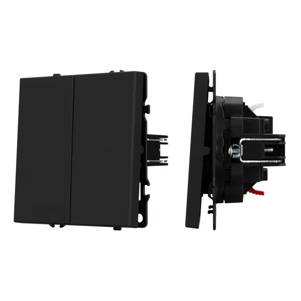 Механизм выключателя двухклавишный непроходной SWT-NOBE-MK02-SFPL-BK (230V, 10A) Arlight 054252