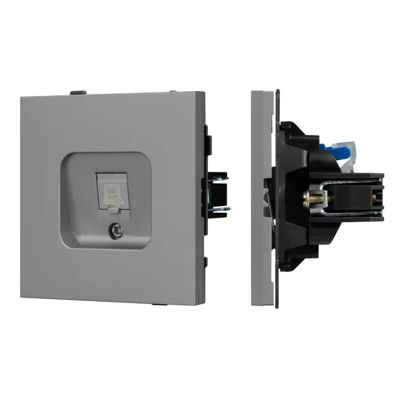 Механизм компьютерной розетки SCT-TENDO-MPC1-PL-GR (RJ-45, CAT6) (Arlight, Графитовый) 054105