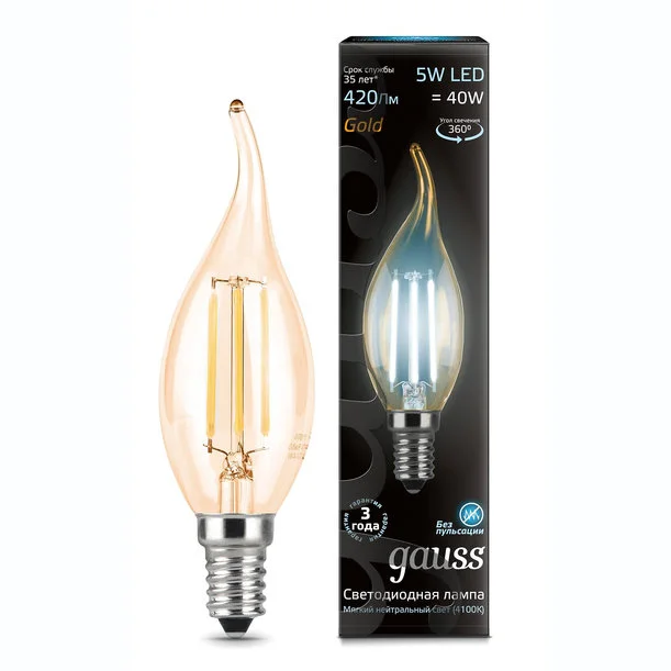 Лампа Gauss 104801805 LED Filament Candle tailed Лампа Gauss 104801805 LED Filament Candle tailed