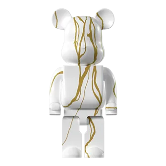 Статуэтка BEARBRICK белый с золотым LeDron 50E grey