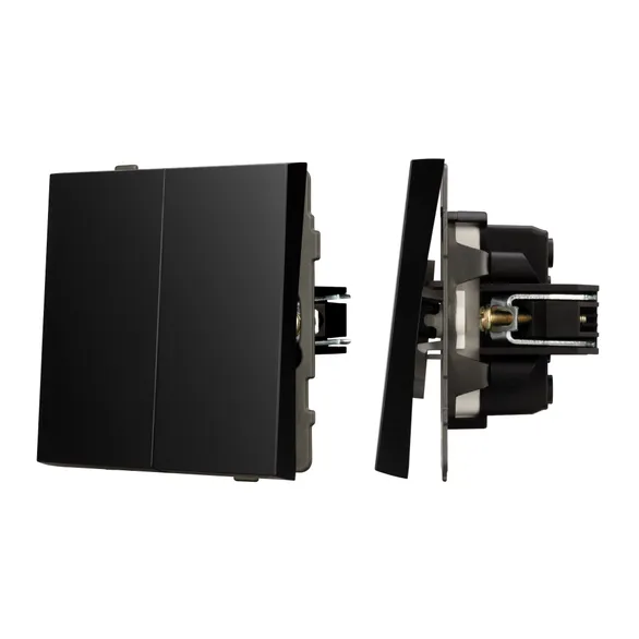 Механизм выключателя двухклавишный проходной SWT-TENDO-MKP2-PL-BK (230V, 10A) Arlight 054067