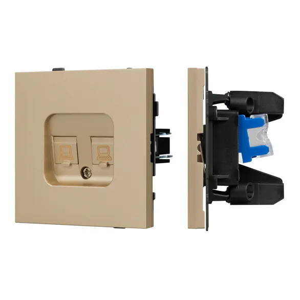 Механизм компьютерной розетки двойной SCT-TENDO-MPC2-SFPL-GD (RJ-45, CAT6) (Матовый песочный) Arlight 054596