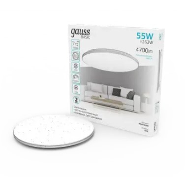 Настенно-потолочный светильник Gauss 995440260 Basic Space Line НПС 55W 4700lm 4000K 220-240V IP20