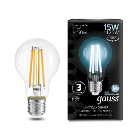 Лампа Gauss 102902215 А60 15W 1450lm 4100К Е27 LED