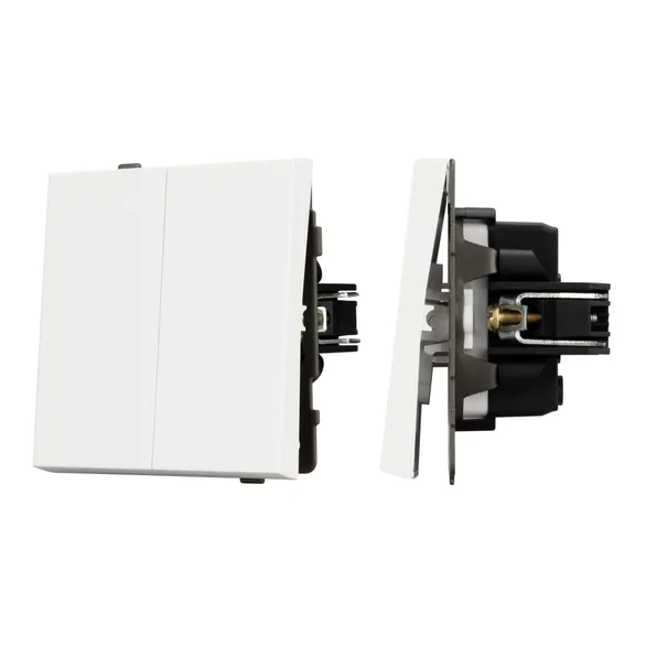Механизм выключателя двухклавишный непроходной SWT-TENDO-MK02-SFPL-WH (230V, 10A) Arlight 054547