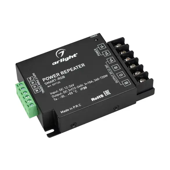 Усилитель SMART-RGB (12-24V, 3x10A) (, IP20 Металл, 5 лет) Arlight 027125 Усилитель SMART-RGB (12-24V, 3x10A) (, IP20 Металл, 5 лет) Arlight 027125