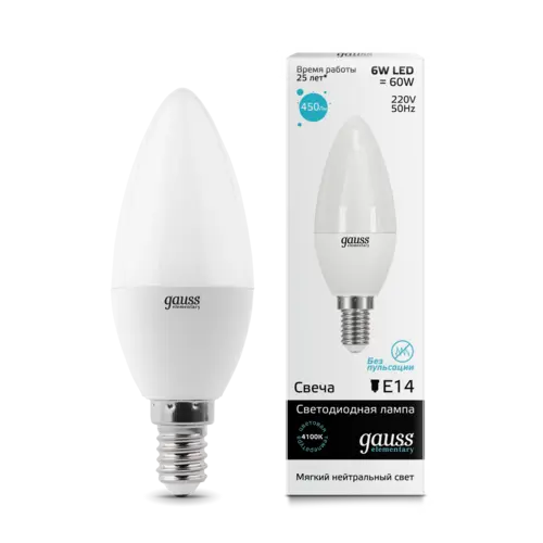 Лампа Gauss 33126 LED Elementary Candle Лампа Gauss 33126 LED Elementary Candle