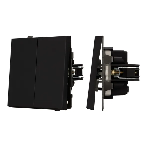 Механизм выключателя двухклавишный непроходной SWT-TENDO-MK02-SFPL-BK (230V, 10A) Arlight 054544