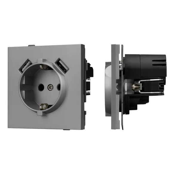Механизм розетки с USB зарядкой SCT-TENDO-MUAA-PL-GR (230V, 16A) (Arlight, Графитовый) 054084