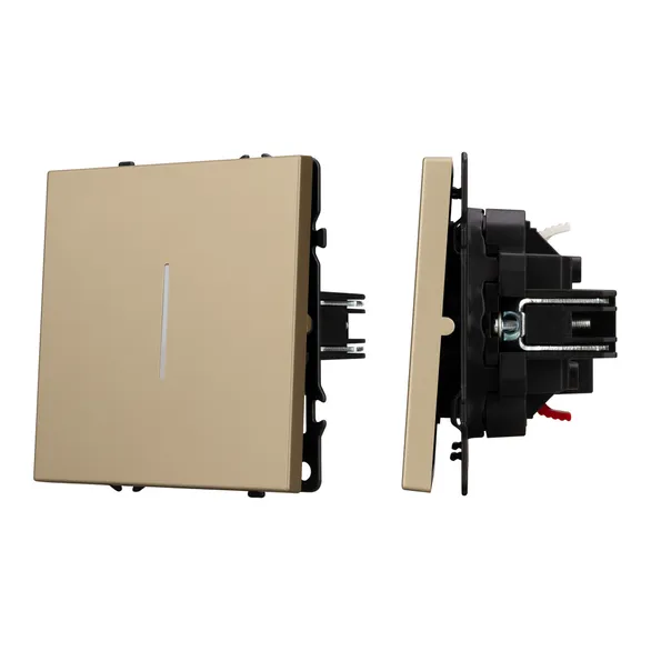 Механизм выключателя одноклавишный проходной LED SWT-NOBE-MKP1-SFPL-L-GD (230V, 10A) Arlight 054262