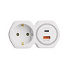 Разветвитель сетевой на 1 выход с/з 16А USB A+ Type C 24А PD белый/серый Stekker 50109 ADP16-16-20