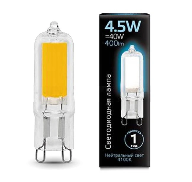 Лампа Gauss 107809204 G9 4.5W 4100K колба прозрачная Лампа Gauss 107809204 G9 4.5W 4100K колба прозрачная