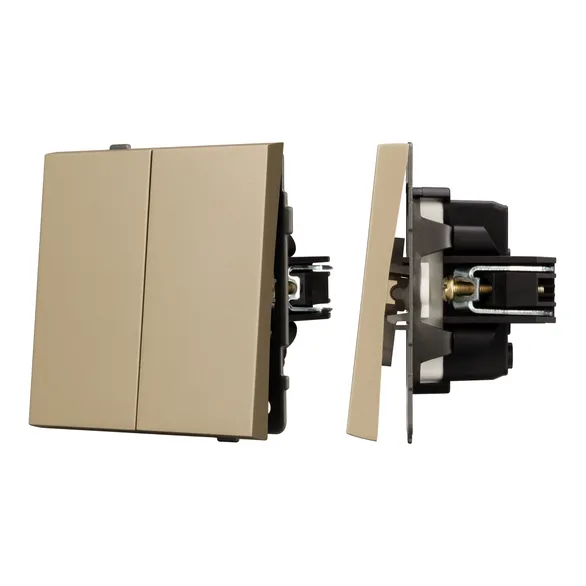 Механизм выключателя двухклавишный проходной SWT-TENDO-MKP2-SFPL-GD (230V, 10A) Arlight 054554