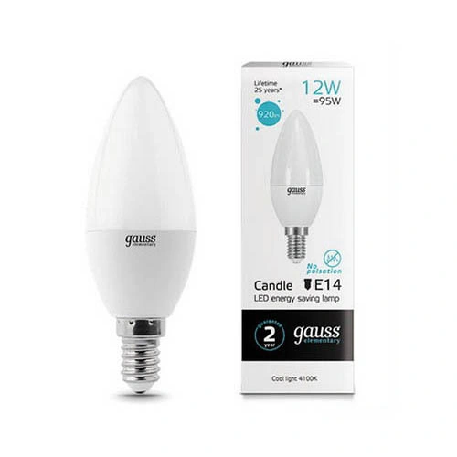 Лампа Gauss 33122 E14 12W 4100K матовая Лампа Gauss 33122 E14 12W 4100K матовая
