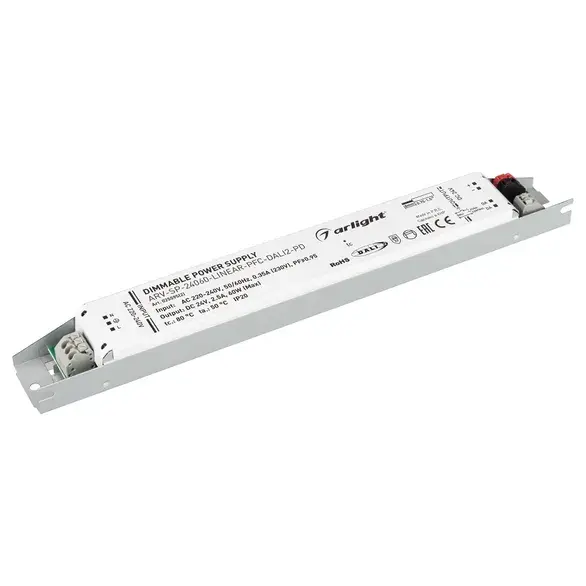 Блок питания ARV-SP-24060-LINEAR-PFC-DALI2-PD (24V, 2.5A, 60W) (Arlight, IP20 Металл, 5 лет) ARV-SP-LINEAR Блок питания ARV-SP-24060-LINEAR-PFC-DALI2-PD (24V, 2.5A, 60W) (Arlight, IP20 Металл, 5 лет) ARV-SP-LINEAR