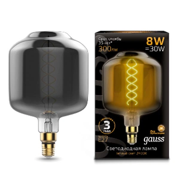 Лампа Gauss 164802008 E27 8W 2400K серая Лампа Gauss 164802008 E27 8W 2400K серая