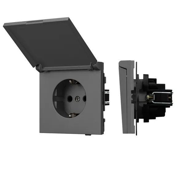 Механизм розетки влагозащищённый SCT-TENDO-MCP-SFPL-GR (230V, 16A) (Матовый графитовый) Arlight 054601