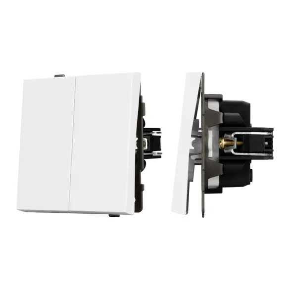 Механизм выключателя двухклавишный непроходной SWT-TENDO-MK02-PL-WH (230V, 10A) Arlight 054058