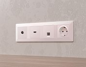 Комплект механизма компьютерной розетки RJ-45 (8P8C) CAT6A экранированной с автоматической защитной шторкой ALFA Жемчуг Volt MA212005 QUANT