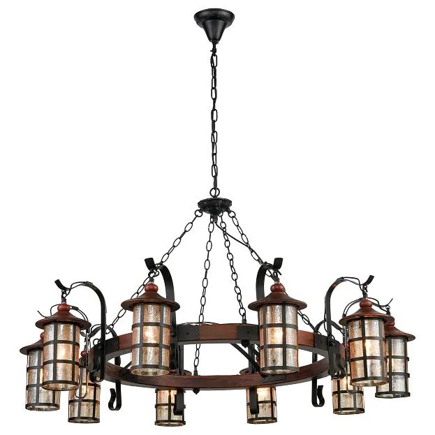 светильник подвесной, E27, 10x40W Velante 560-703-10 Деревянный стиль