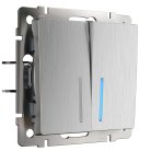 Выключатель двухклавишный с подсветкой Werkel W1122109 (cеребряный рифленый) a051369