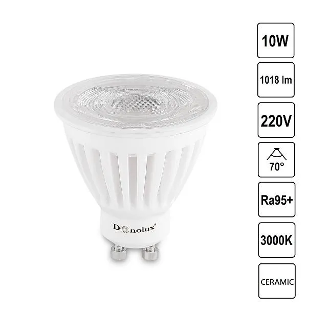 Светодиодная лампа CERAMIC 10Вт 3000K 1018Лм Donolux dl18275w10gu10 70 DL18275 Светодиодная лампа CERAMIC 10Вт 3000K 1018Лм Donolux dl18275w10gu10 70 DL18275