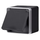 Розетка с заземлением, шторками и защитной крышкой werkel w5071234 накладные механизмы gallant черный с серебром a051146