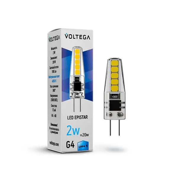 Светодиодная лампа Voltega 7145 Simple Capsule 2W 4000K G4 VG9-K1G4cold2W Светодиодная лампа Voltega 7145 Simple Capsule 2W 4000K G4 VG9-K1G4cold2W
