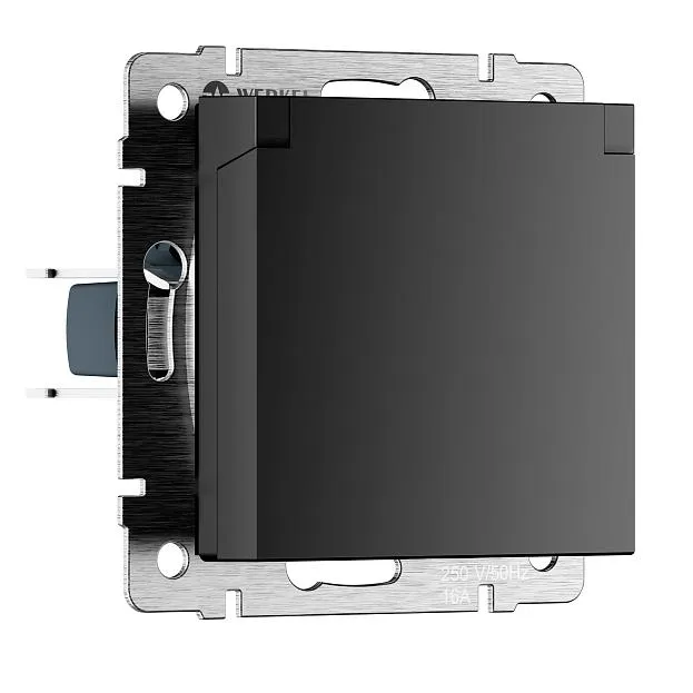 Розетка с заземлением, шторками и защитной крышкой Werkel W1171208 Встраиваемые механизмы черные матовый a069582 Розетка с заземлением, шторками и защитной крышкой Werkel W1171208 Встраиваемые механизмы черные матовый a069582