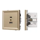 Механизм USB розетки SCT-TENDO-MUAC-SFPL-GD (5V, 3A, QC3) (Матовый песочный) Arlight 054537