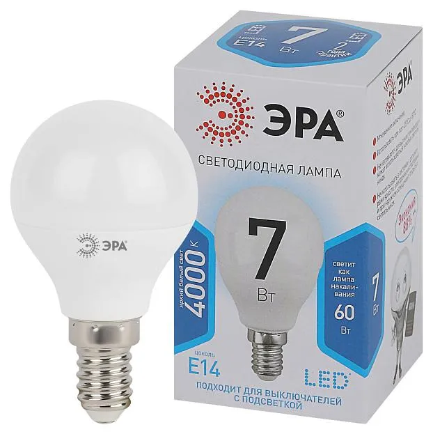 Лампочка светодиодная ЭРА LED P45-7W-840-E14