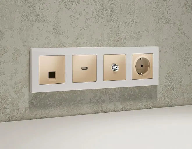 Комплект механизма TV розетки SAT 5-2400MHz 3.5dB ALFA Шампань Volt MA613050 QUANT Комплект механизма TV розетки SAT 5-2400MHz 3.5dB ALFA Шампань Volt MA613050 QUANT