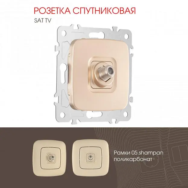 Розетка спутниковая, SAT TV Arte Milano 205.42-1.shampan am Розетка спутниковая, SAT TV Arte Milano 205.42-1.shampan am