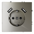 Розетка встраиваемая с заземлением и защитными шторками + usb 16А VOLTUMVLS040404