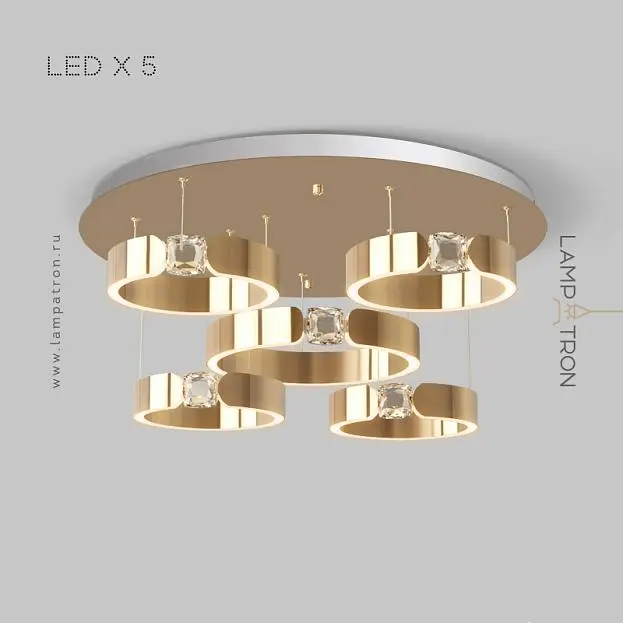 Потолочная люстра SELLIF CHROME 5 ламп. Цвет Латунь Lampatron 7621-21322 Потолочная люстра SELLIF CHROME 5 ламп. Цвет Латунь Lampatron 7621-21322