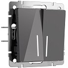 Выключатель двухклавишный проходной с подсветкой (графит акрил) Werkel W1122144 a064089
